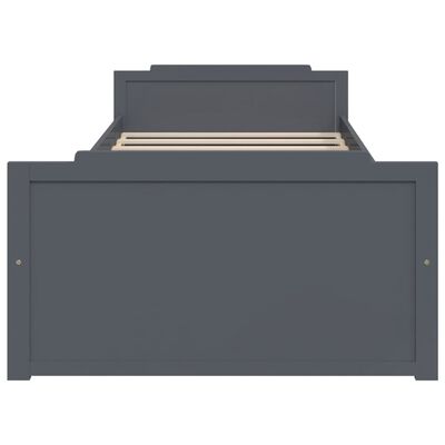 vidaXL Bed Frame with Drawers Dark Grey Solid Wood Pine 90x200 cm