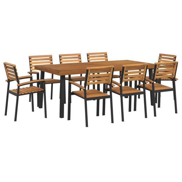 vidaXL 9 Piece Garden Dining Set Solid Wood Acacia and Metal