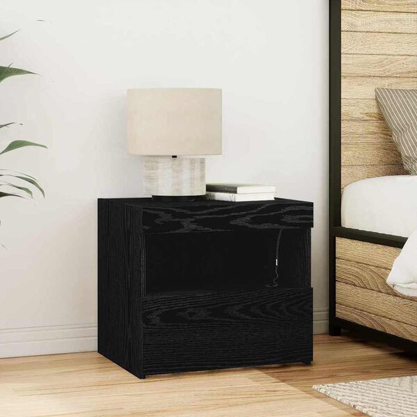 vidaXL Bedside Cabinet 2 pcs Black Oak 50 x 40 x 45 cm Engineered Wood