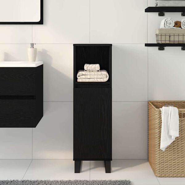 vidaXL Bathroom Cabinet Black Oak 30 x 30 x 100 cm Engineered Wood