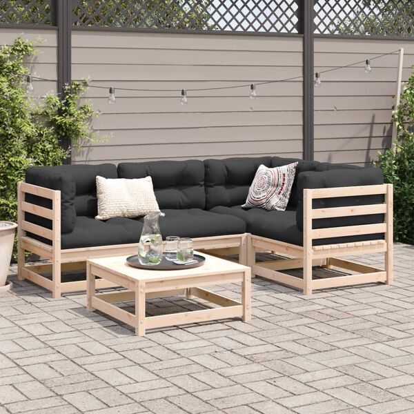 vidaXL 5 Piece Garden Sofa Set Solid Wood Pine