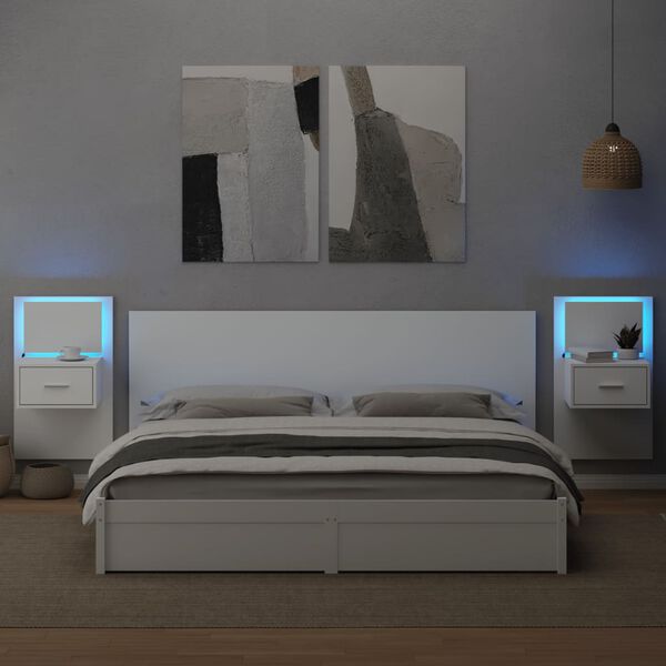 vidaXL Bed Headboard with Cabinets White 200 cm Engineered Wood
