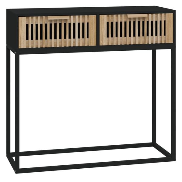 vidaXL Console Table Black 80x30x75 cm Engineered Wood and Iron