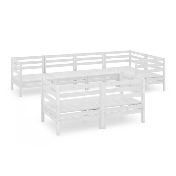 vidaXL 7 Piece Garden Lounge Set Solid Wood Pine White