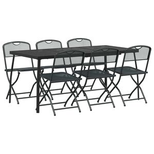 vidaXL Outdoor Furniture Set Folding 7 pcs Anthracite Iron and Steel