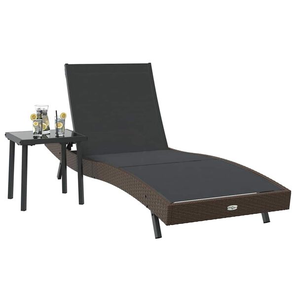 vidaXL Sun Lounger with Table 2 pcs Brown, black 40 x 40 x 40.5 cm