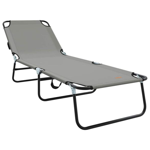vidaXL Folding Sun Lounger 2 pcs Grey 188 x 57 x 86.5 cm Polyester