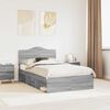 vidaXL Bed Frame Grey Sonoma 120 x 190 cm Solid Pine Wood