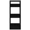 vidaXL Book Cabinet/Room Divider Black 41x35x91 cm Solid Wood Pine