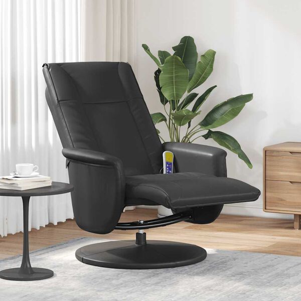 vidaXL Massage Recliner Chair with Footrest Black Faux Leather