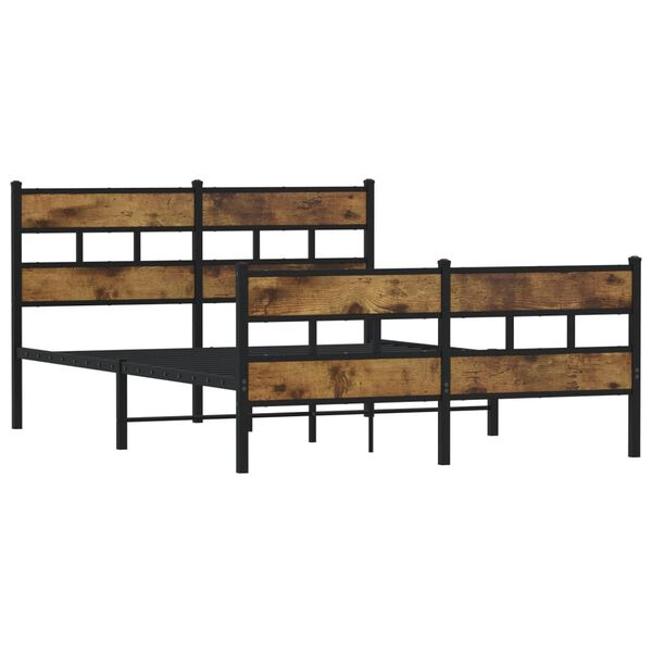 vidaXL Metal Bed Frame without Mattress Smoked Oak 160x200 cm