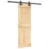 vidaXL Sliding Door Natural and Black 70 x 210 cm Solid Pine Wood