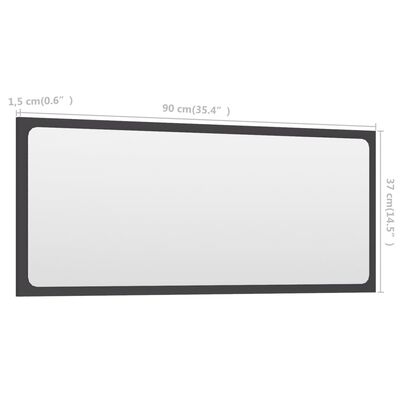 vidaXL Bathroom Mirror Grey 90x1.5x37 cm Engineered Wood
