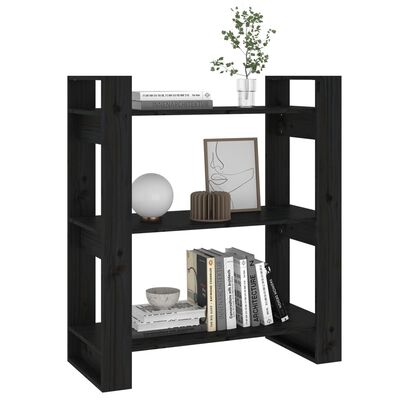 vidaXL Book Cabinet/Room Divider Black 80x35x91 cm Solid Wood Pine
