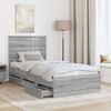 vidaXL Bed Frame with Drawer Grey Sonoma 90 x 200 cm Engineer Wood