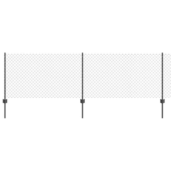 vidaXL Fence with Post Grey 0.8 x 25 m Steel and PVC