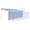 vidaXL Manual Retractable Awning with Blind 3x2.5m Blue&White