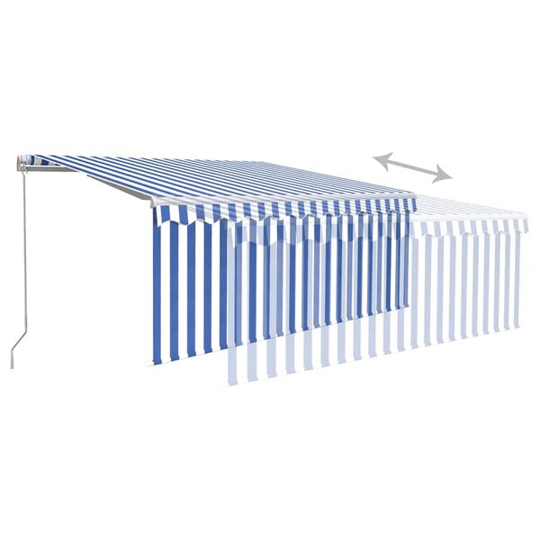 vidaXL Manual Retractable Awning with Blind 3x2.5m Blue&White