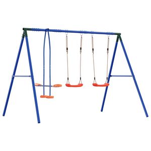 vidaXL Outdoor Swing Set with 4 Seats Multicolour Steel and PE