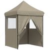 vidaXL Foldable Party Tent Pop-Up with 4 Sidewalls Taupe