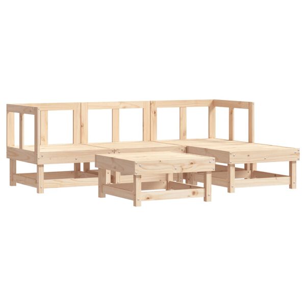 vidaXL 5 Piece Garden Lounge Set Solid Wood Pine