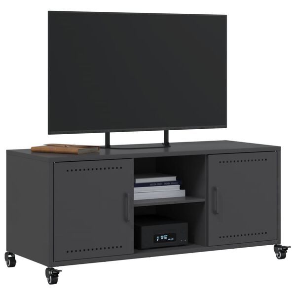 vidaXL TV Cabinet Black 100.5x39x43.5 cm Steel