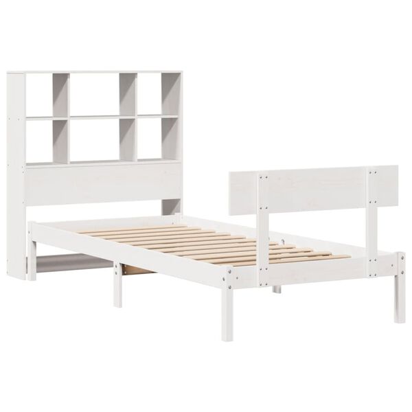 vidaXL Bookcase Bed without Mattress White 90x190 cm Single Solid Wood Pine