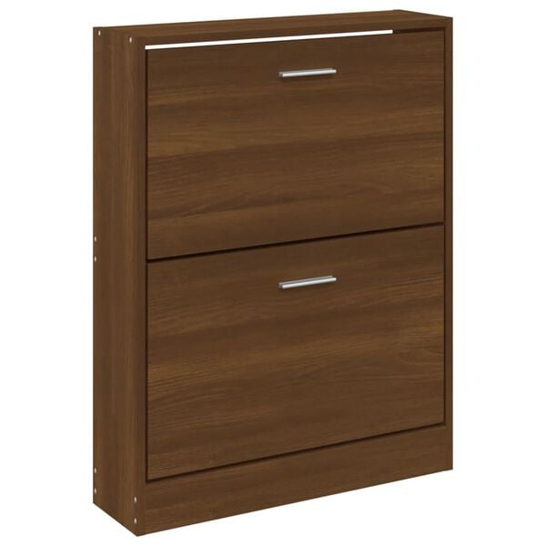 vidaXL Shoe Cabinet Brown Oak 59x17x81 cm Engineered Wood