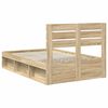vidaXL Bed Frame with Headboard Sonoma 120 x 190 cm Solid Pine Wood