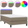 vidaXL Box Spring Bed with Mattress&LED Taupe 100x200cm Fabric