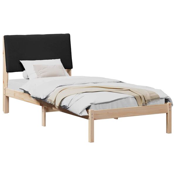 vidaXL Bed frame Brown and black 90 x 190 cm Solid pine wood