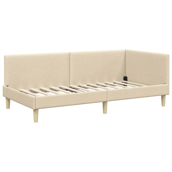 vidaXL Corner Bed Frame with Headboard Cream 90 cm x 190 cm Velvet
