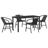 vidaXL Garden Dining Set 5 pcs Black Powder-Coated Steel