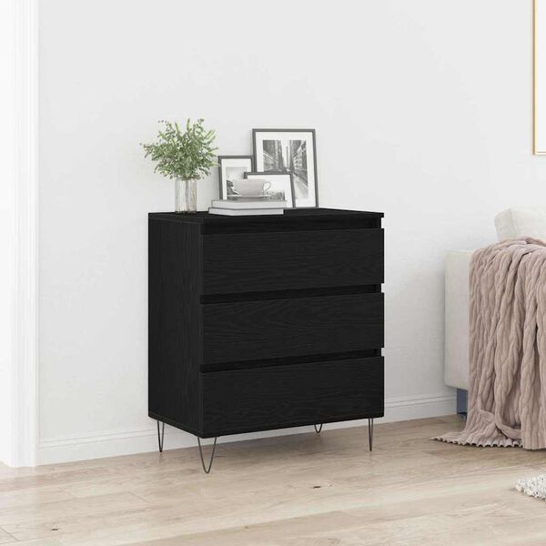 vidaXL Sideboard with Drawer Black Oak 60 x 35 x 70 cm Engineered Wood