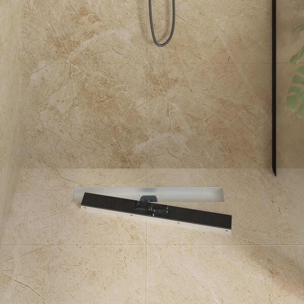 vidaXL Shower Drain Glass Cover with 360&deg; Siphon Black 60 cm