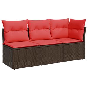 vidaXL Garden Sofa with Cushion Brown 172 x 62 x 69 cm Poly rattan