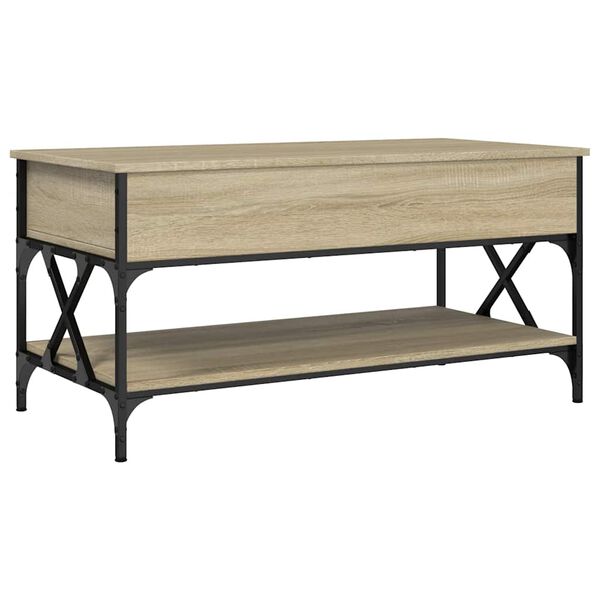 vidaXL Coffee Table Sonoma Oak 100x50x50 cm Engineered Wood and Metal