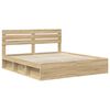 vidaXL Bed Frame with Headboard Sonoma 180 x 200 cm Solid Pine Wood