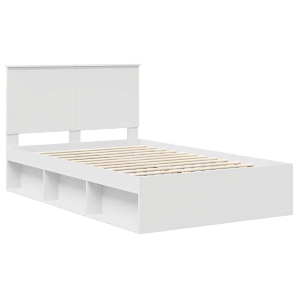 vidaXL Bed Frame with Headboard White 120 x 200 cm Solid Pine Wood