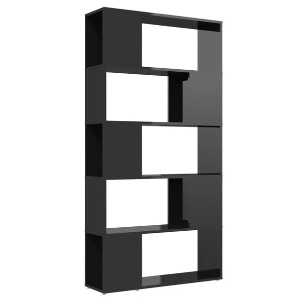 vidaXL Book Cabinet Room Divider High Gloss Black 80x24x155 cm Engineered Wood