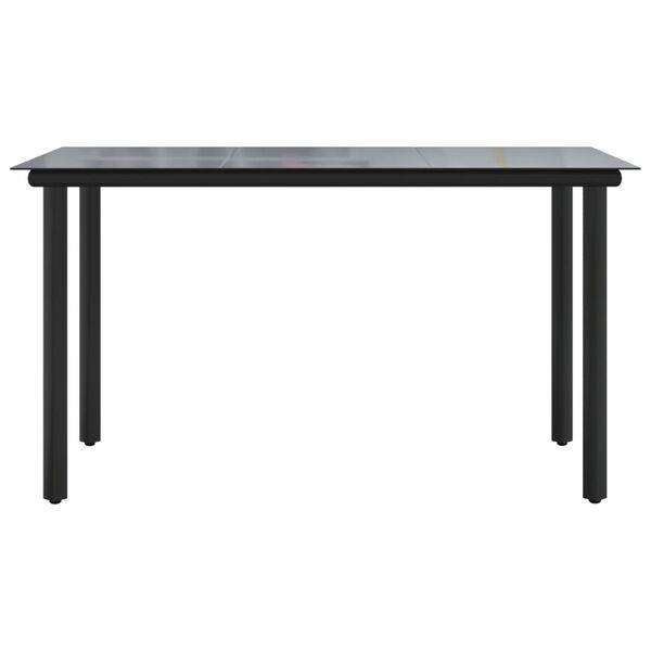 vidaXL Garden Dining Table Black 200x100x74cm Steel and Tempered Glass