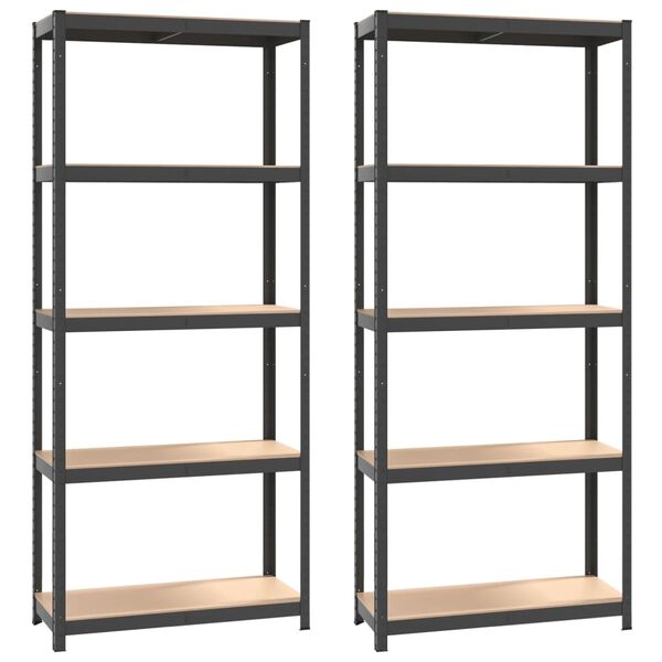 vidaXL 5-Layer Shelves 2 pcs Anthracite Steel&Engineered Wood