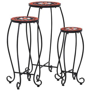 vidaXL Table | Set of 3 | Terracotta and White | Iron tube and ceramic tile