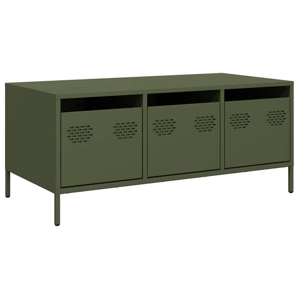 vidaXL Coffee Table Olive Green 101.5x50x43.5 cm Cold-rolled Steel