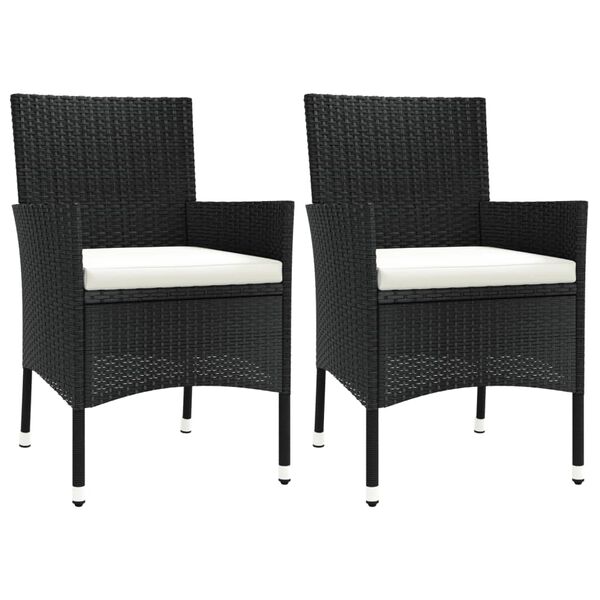 vidaXL Garden Chairs with Cushions 2 pcs Black Poly Rattan (UK/IE/FI/NO only)