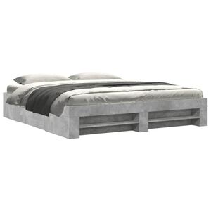 vidaXL Bed Frame without Mattress Concrete Grey 200x200cm Engineered Wood