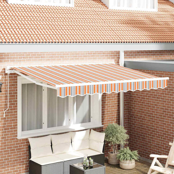 vidaXL Retractable Awning Manual Blue and Orange 250 x 200 cm