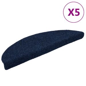 vidaXL Stair Mats Self-adhesive 5 pcs 56x17x3 cm Navy Half Round
