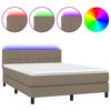 vidaXL Box Spring Bed with Mattress&LED Taupe 140x200cm Fabric
