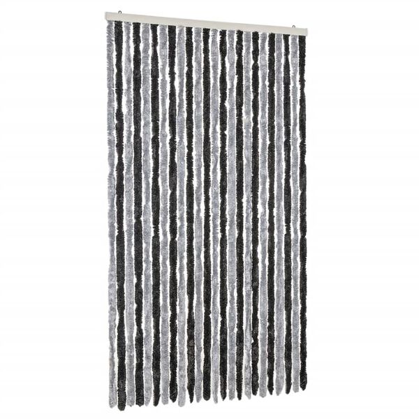 vidaXL Fly Curtain Grey and Black 100x230 cm Chenille
